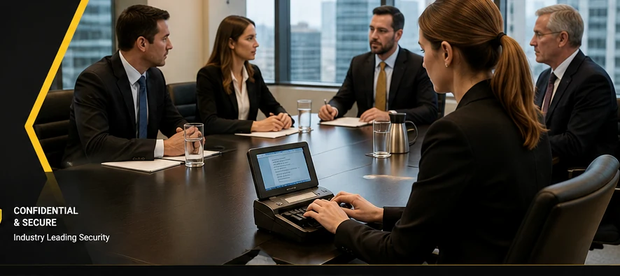 Professional legal deposition with court reporter and attorneys